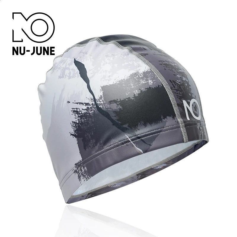 Nujune High Elastic Swimming Caps Adult Waterproof Stretchable Comfortable Ear Hair Protection Summer Pool Bathing Hat 250411
