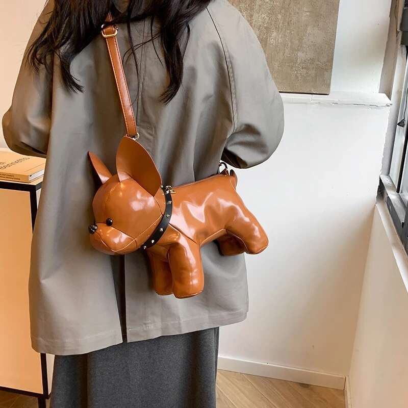 Solid Color PU Leather Cute Cartoon Dog Women's Shoulder Crossbody Bolsos Mujer Designer Bag Sac De E Femme