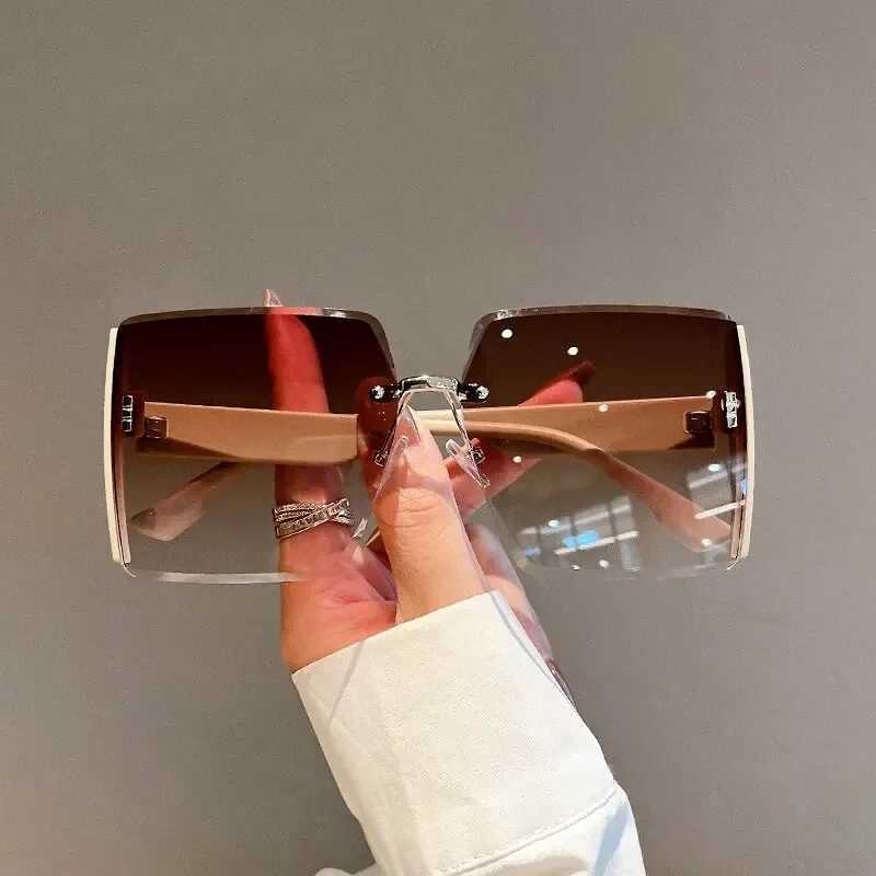 New Square Frameless Retro Sunglasses for Women Fashion Vintage Glasses Men Luxury Trend Brand Designer Shades UV400 Eyewear Z250411