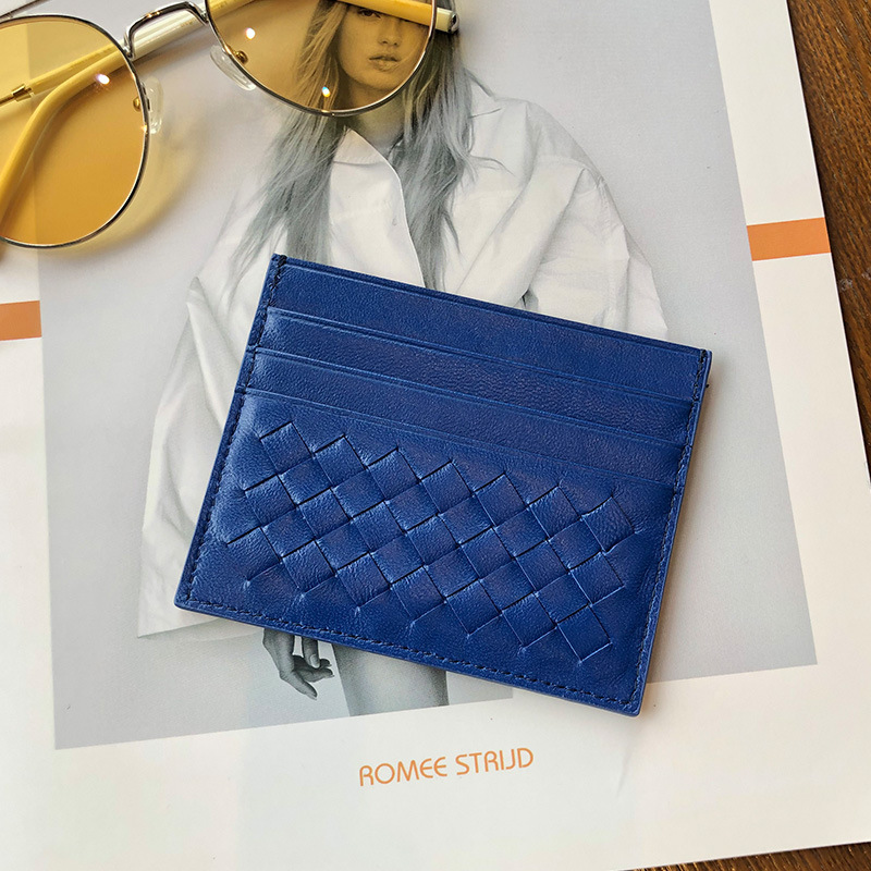 Free shipping designer bags Women's sheepskin holder one-piece multi-card slot 2025 new style woven clip ultra-thin card case compact