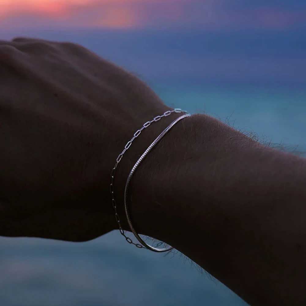 ELANDIS 2MM Stainless Steel Paperclip Chain Gold-plated Mens Bracelet Simple Accessories Christmas Party Gifts Direct MarketingC250411