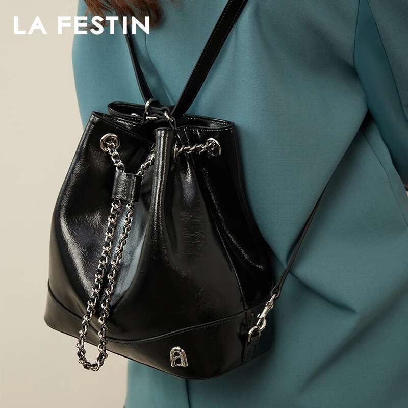 LA FESTIN Original 2024 New Versatile Backpack For Women Y2k Large Capacity Chain Girl School Travel Book Bag