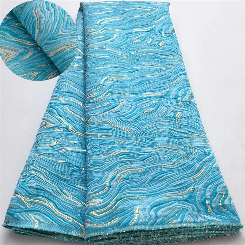 African French Brocade Lace Fabric 2025 High Quality 5 Yards Gilding Nigerian Jacquard Lace Fabric Elegant Dress for Women A4063 250407