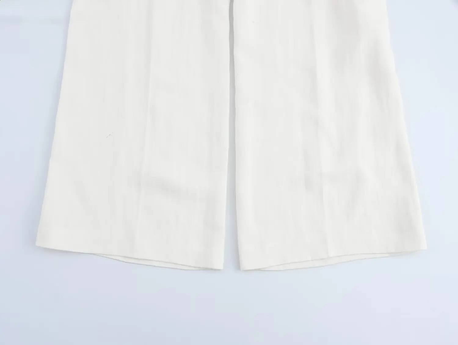 European and American style temperament versatile linen blended wide-leg pants womens fashionable high waist drape casual p 250411