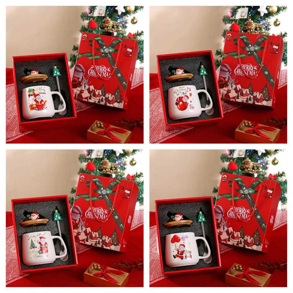 Christmas Christmas Themed Santa Reindeer Ceramic Coffee Mug with Lid and Spoon Perfect Holiday Gift Y251112