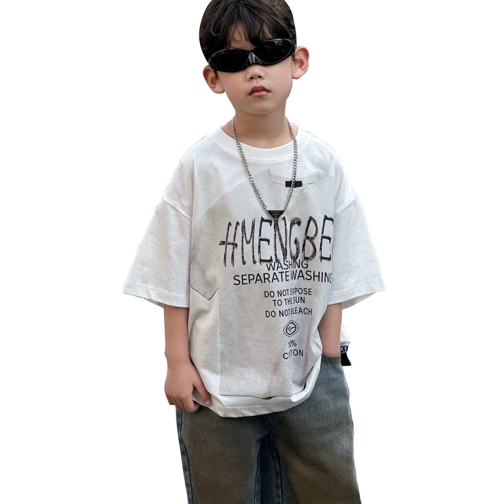 Ddmyshoesvip Boys Korean T Shirt New Style Children S Loose Short Sleeve Top Round Neck Summer Fashion For Small And Medium Sized Children