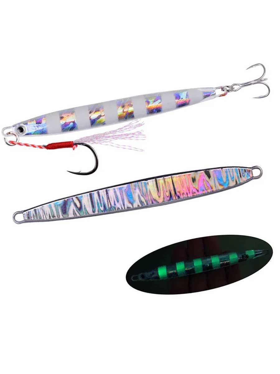 1Pc Long Metal Jig Fishing Lure Slow Cast Jigging Spoon 10G 20G 30G 40G 60G Sea Bass Lure Artificial Bait Fishing Gear Z250411