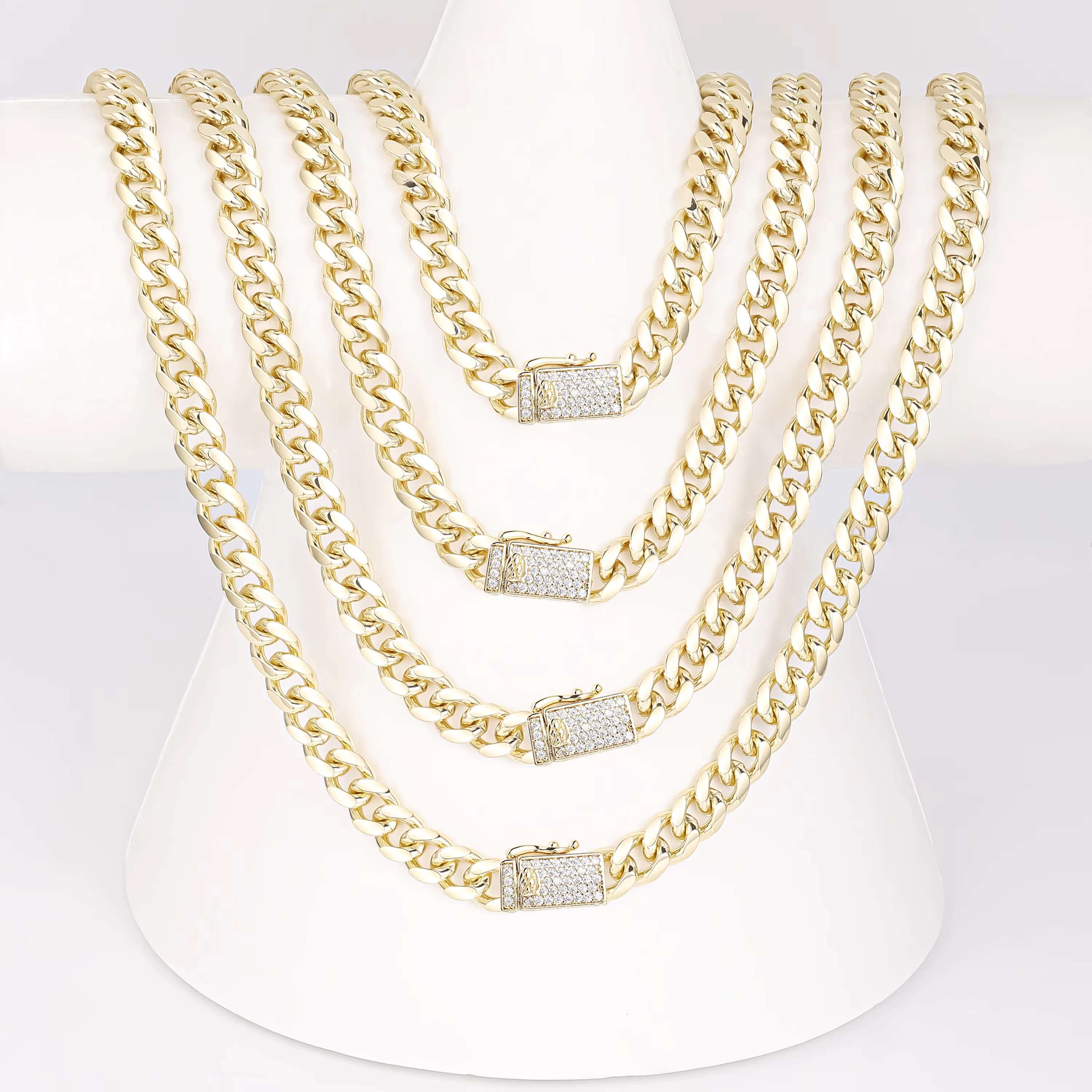 CM Wholesale Hip Hop Men 14k Gold Filled Plated Joyeria Women Zircon Necklace Jewelry Miami Cuban k Chains
