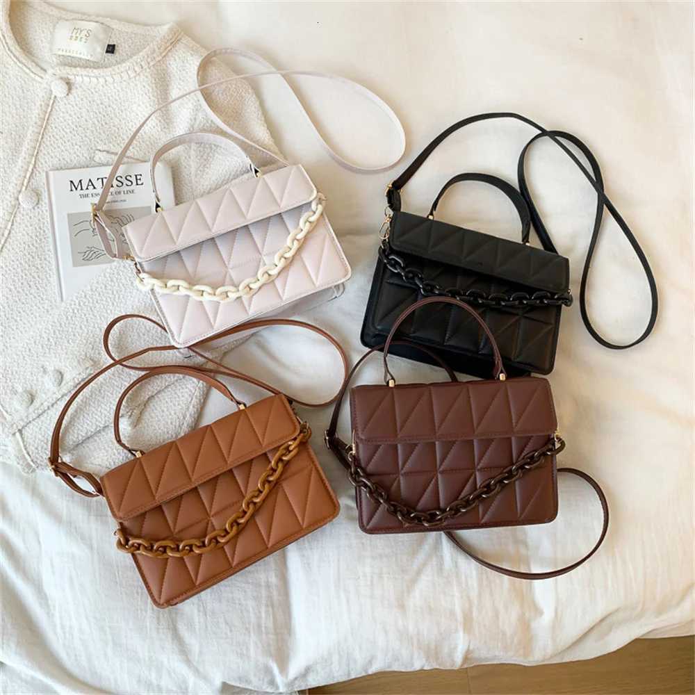 Fashion Plaid Women Shoulder Bag Chain Crossbody Bags Brand Designer Trendy Female Handbags and Purses Small Flap Top Handle BagT2511112