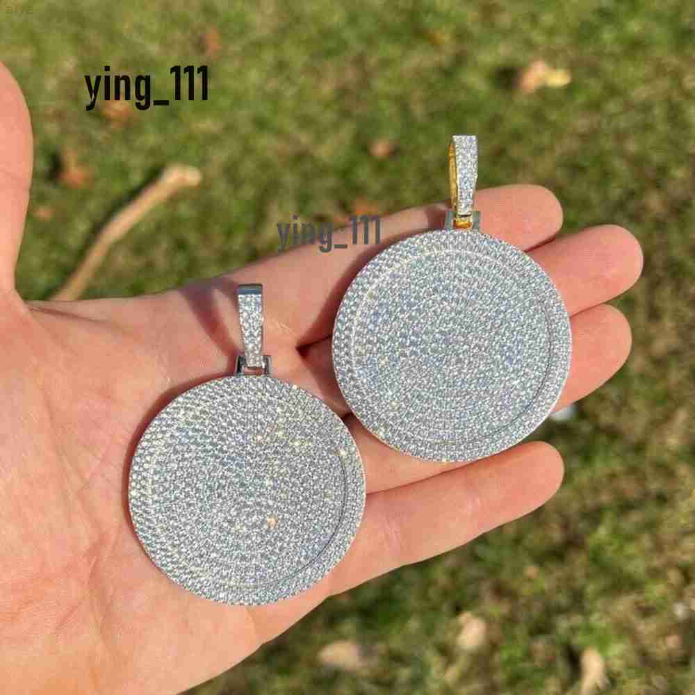 Customization 925 Sterling Silver Round Shape Necklace Pendant Large Moissanite Hip Hop