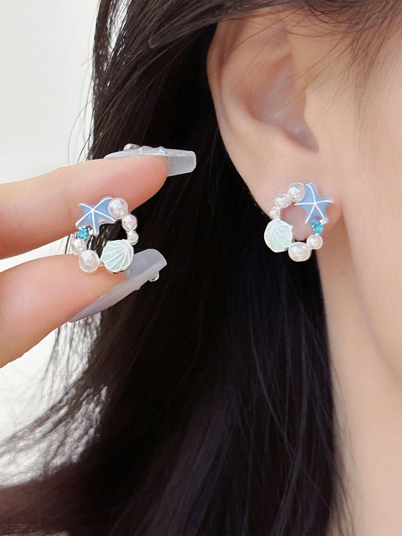Ladies' Earrings Sea Star Shell Pearl Earrings
