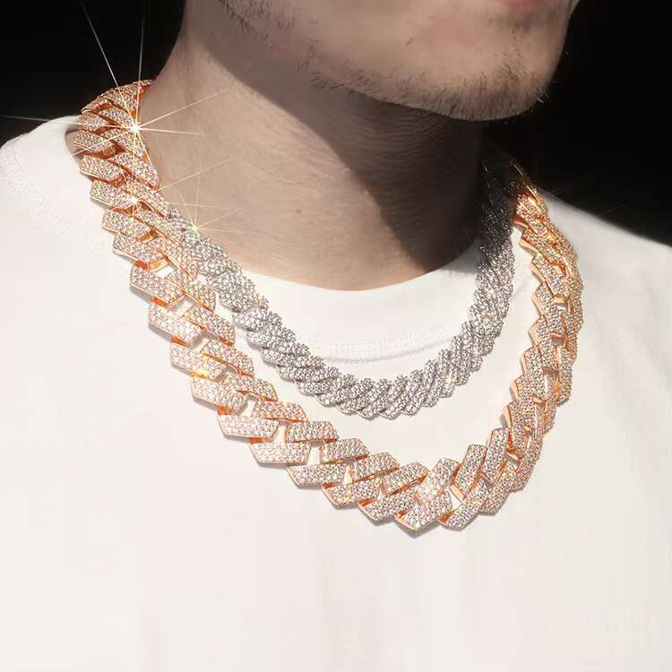 3 Rows 15mm 20mm Diamond Hip Hop Cuban Link Chain VVS Moissanite 925 Sterling Silver Gold Plate Fine Jewelry Necklaces Bracelets