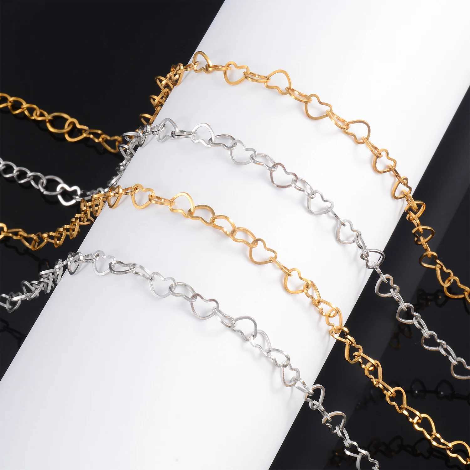 Rolo Heart Stainless Steel Bracelet Wedding Link Sweet Cute Love Statement Chain 3cm Extension Jewelry Gift For WomenC250411