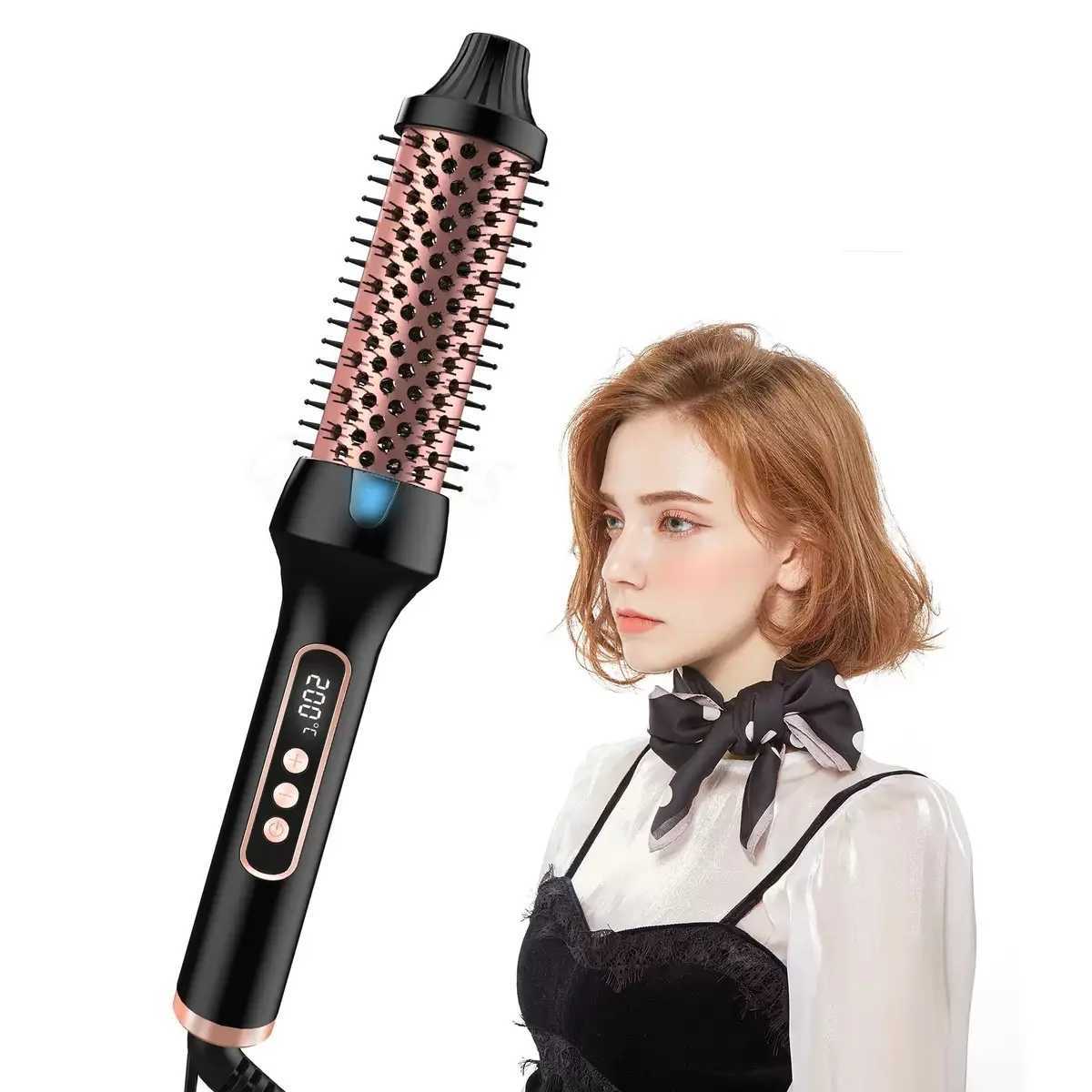 3 in1 Thermal B Ionic Heated Round B Ionic Hair Curler/Straightener with Anti-Scald Hair Curling Iron Hair Styling Tools H251112