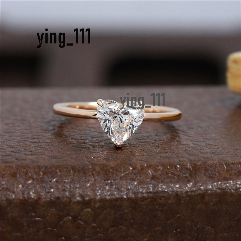 Jewelry 1.0 Carat Heart Cut IGI E VS1 Lab Diamond Engagement Ring Real Gold Womens Wedding Solitaire Wedding Band