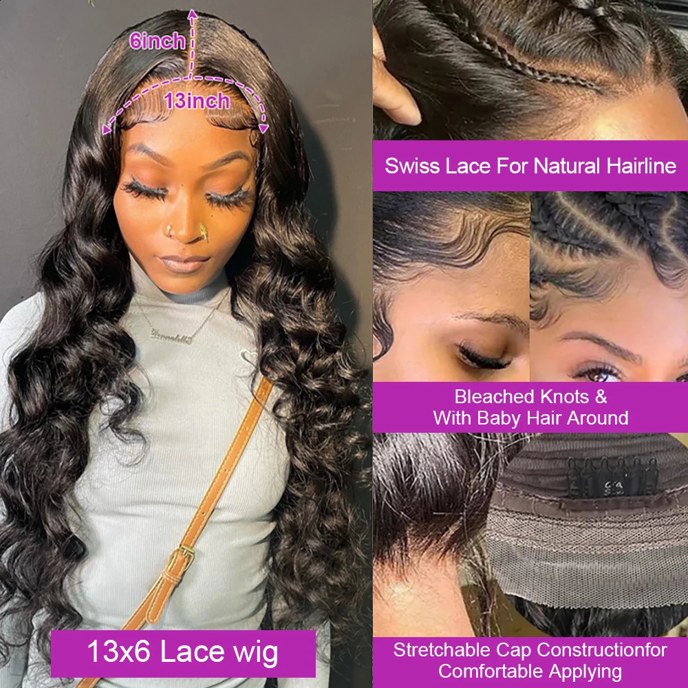 40 Inch Loose Deep Wave 13x4 13x6 HD Transparent Human Hair Wig 250 Density Brazilian Water Curly Nature Wave Lace Frontal Wigs 250409