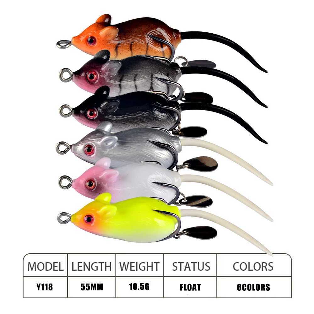 3D Eyes Soft Mouse Bait Bells Sound 5.5/6cm 10.5/11.5g Fishing Lure Frog Silicon Artificial Set Sea Swim Bait Fishing Tackle Z250411