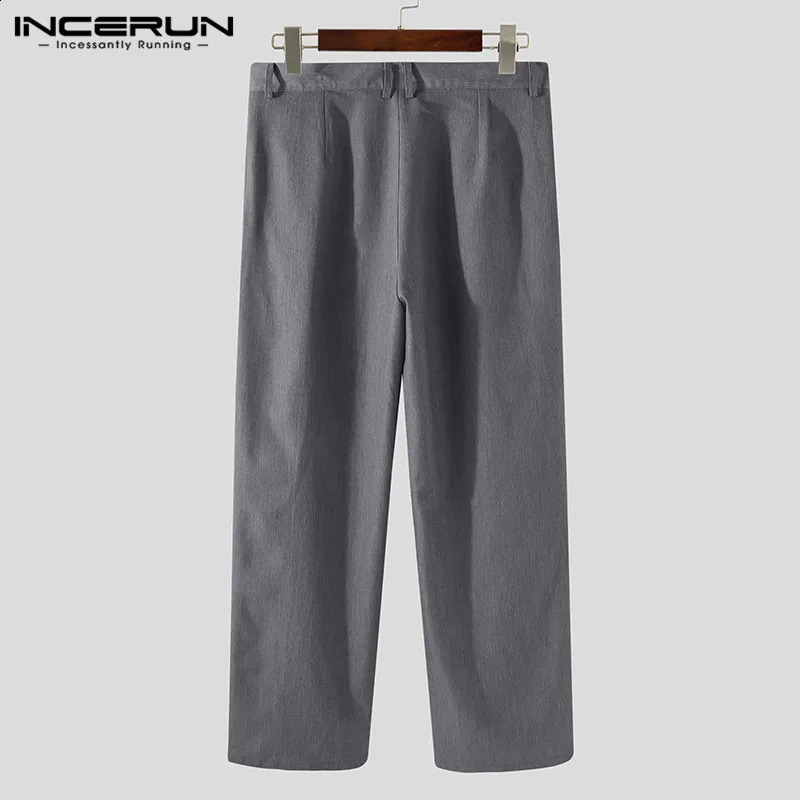 INCERUN Korean Style Mens Trousers Casual All-match Wide Leg Long Pants Fashionable Street Solid Simple Pantalons S-5XL 250409