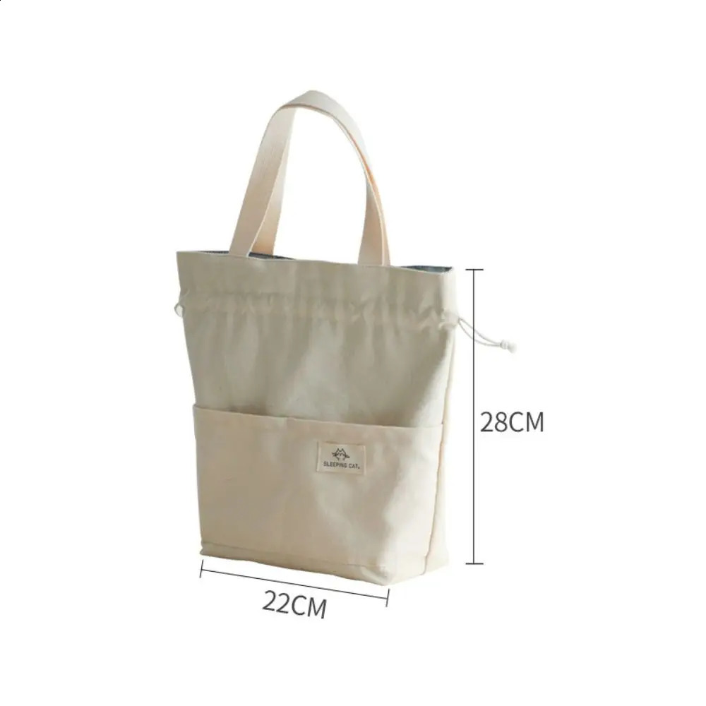 Brushed canvas insulated lunch bag thick aluminum foil box cooler handbag picnic food dinner container 250410
