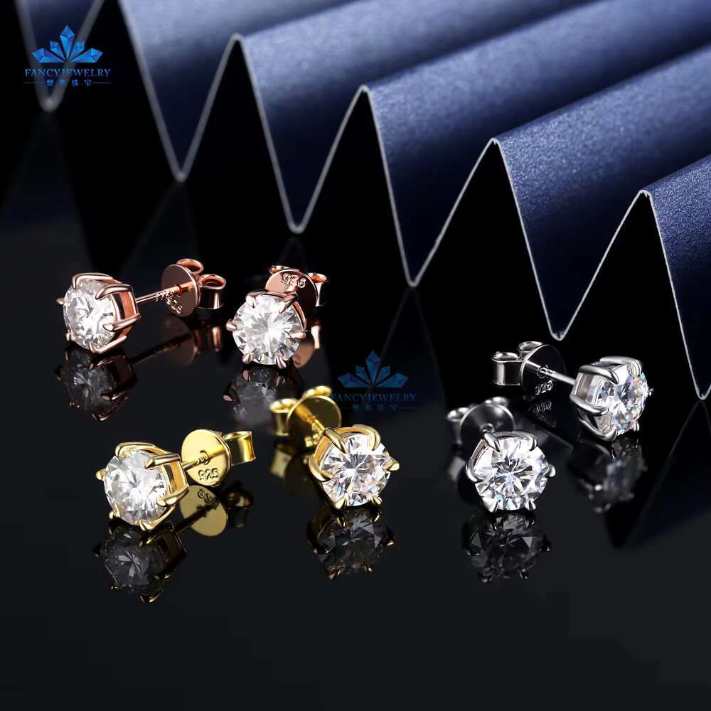 2025 Cheap Classic Design 925 Sterling Silver 6.5mm 1CT GRA Certificated Diamond Moissanite Stud Earrings for Women Men