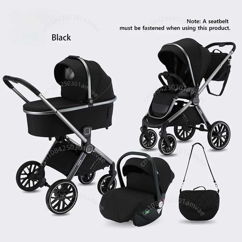 Three in one baby stroller with car seat two-way baby stroller lightweight high visibility foldable four wheeled baby stroller for newborns W250411