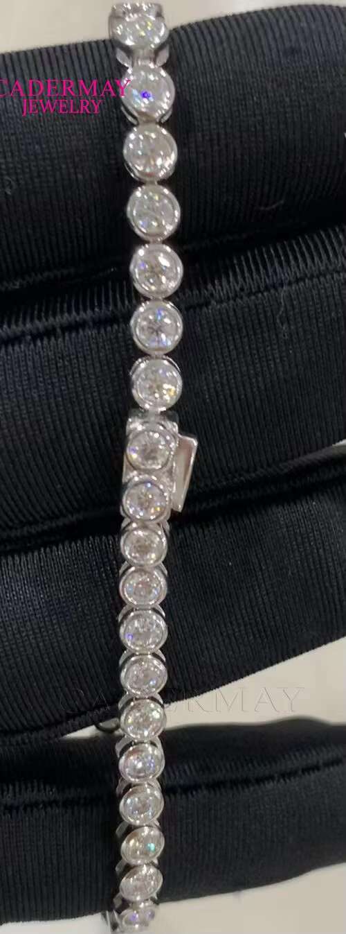 Bezel Moissanite Tennis Bracelet 925 Sterling Silver 3mm 4mm 5mm Trendy Hip Hop Jewelry Iced Out Diamond Tennis Bracelets