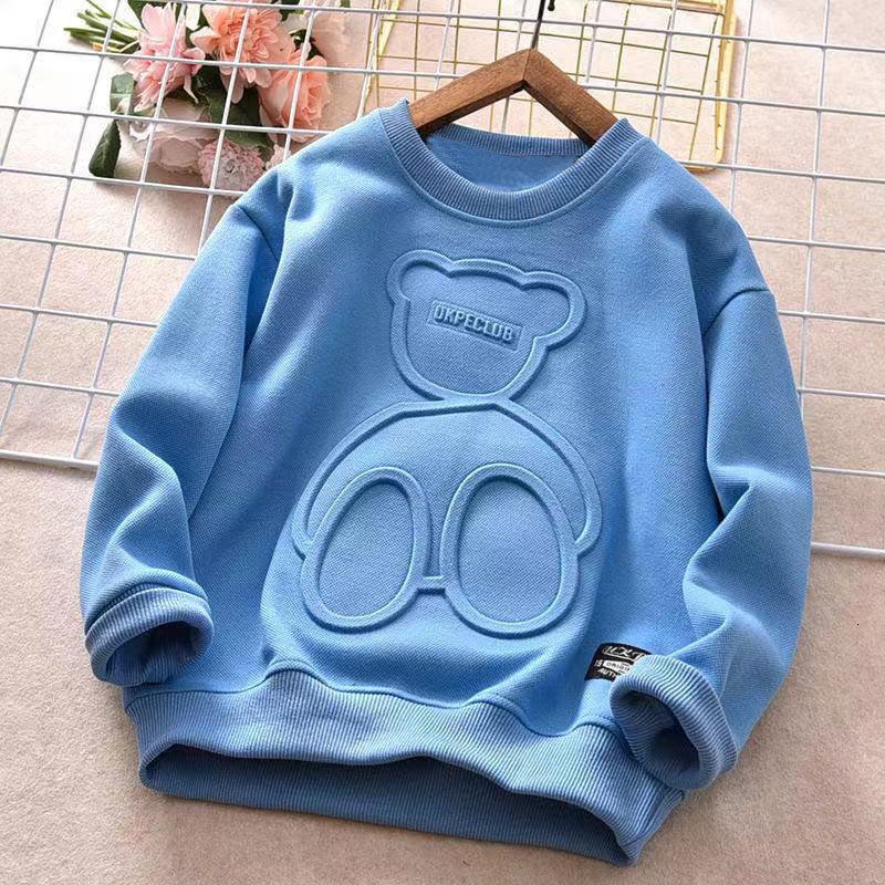 Ddmyshoesvip New Cartoon Teddy Bear Hoodie With Spring Autumn Embossing Stylish Versatile Long Sleeved Handsome Top For Boys Trendy And Fashionable