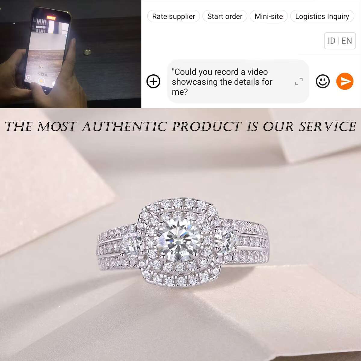 Luxury Moissanite Ring for Women GRA Certified S925 Sterling Silver Lab Created Diamond