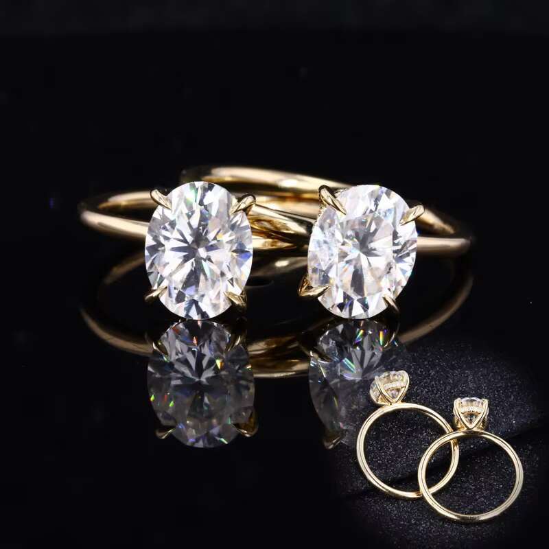 Starsgem Oval Brilliant Cut Moissanite and Lab Grown Diamond 14k 18k Gold Ring