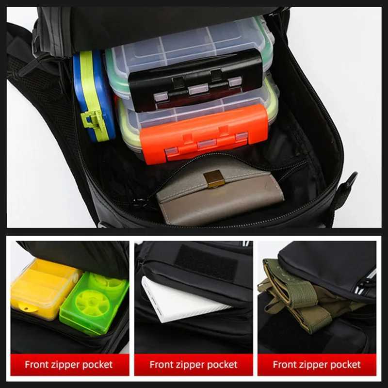 Fishing Lure Bag Men Waterproof Molle Fishing Rod Box Backpack Multi-functional Outdoor Travel Hiking Camping Shoulder Backpack Z250411
