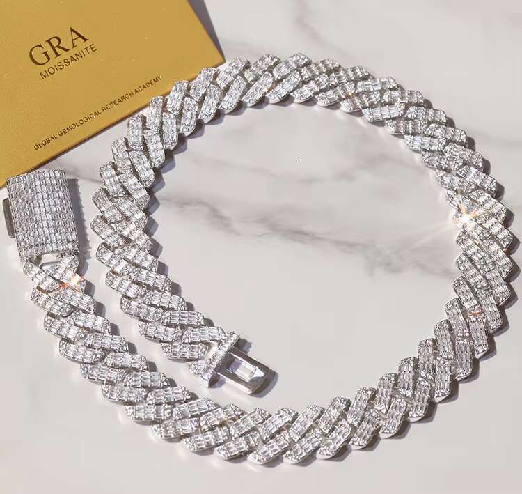 Luxury Heavy 19mm Wide Baguette Moissanite with GRA Certificate Cuban Link Chain