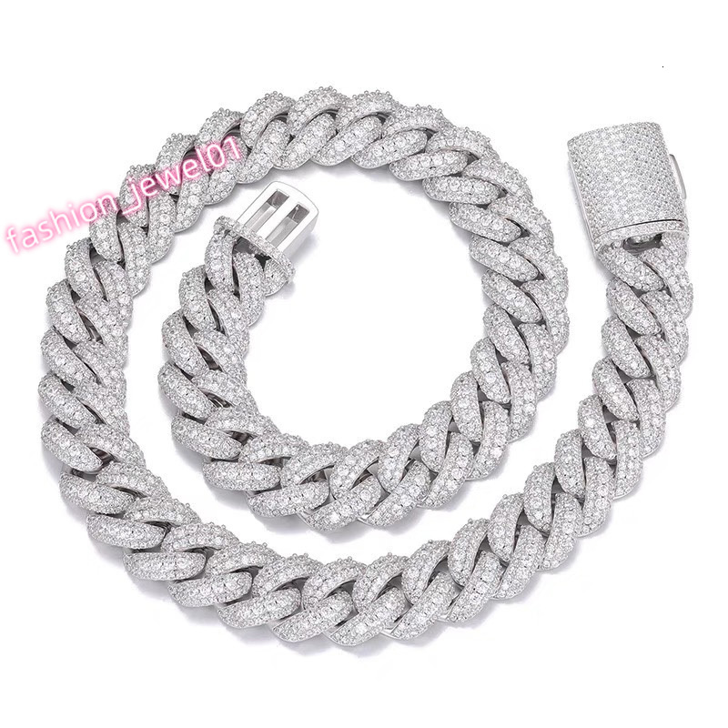 Heavy Handmade Cuban Necklace Wide 19mm Pure S925 with GRA Moissanite Iced Out Cuban Link Chain with Free Customization