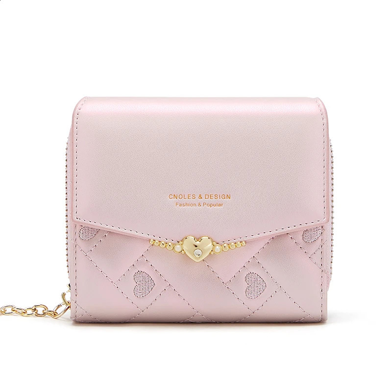 Womens leather wallet small wallet pink 250411