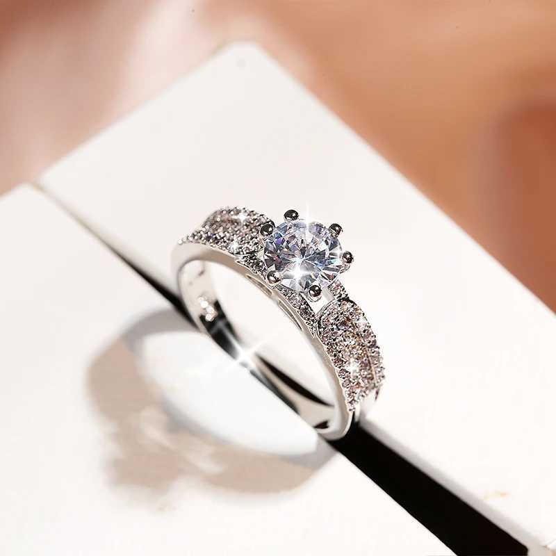 Fashionable womens two-piece ring sparkling zircon geometric ring double-layer womens 925 silver ring party jewelry wedding decorationXJ250412