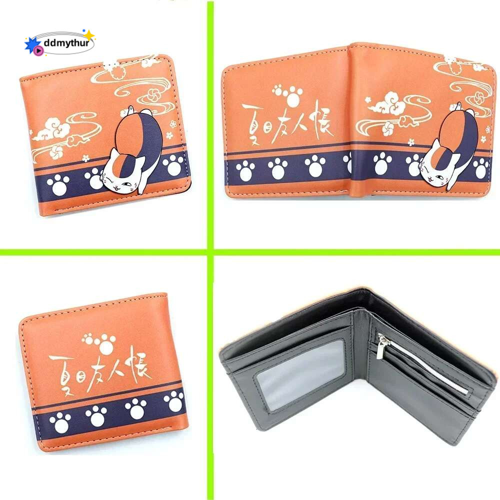 Anime Natsume Yuujinchou Short Button Wallet Cartoon Cat Teacher PU Leather Zipper Purse ddmythur