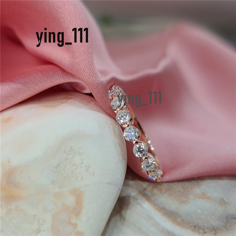 Jewelry 10 Stones Round Cut 1.0 Carat Lab Diamond Half Eternity Ring For Women 14K 18K Yellow Gold Wedding Stackable Ring
