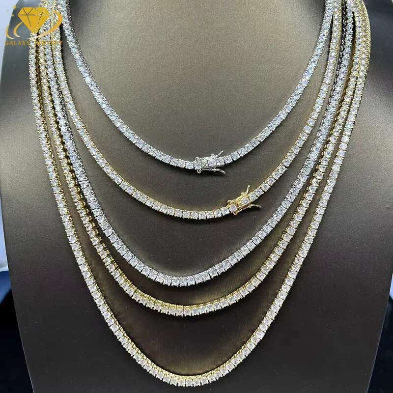 Hiphop Tennis Chain Custom Fine Jewelry Necklaces 2mm 4mm 6.5mm Silver 925 Jewelry Iced Out Vvs Moissanite Tennis Chain