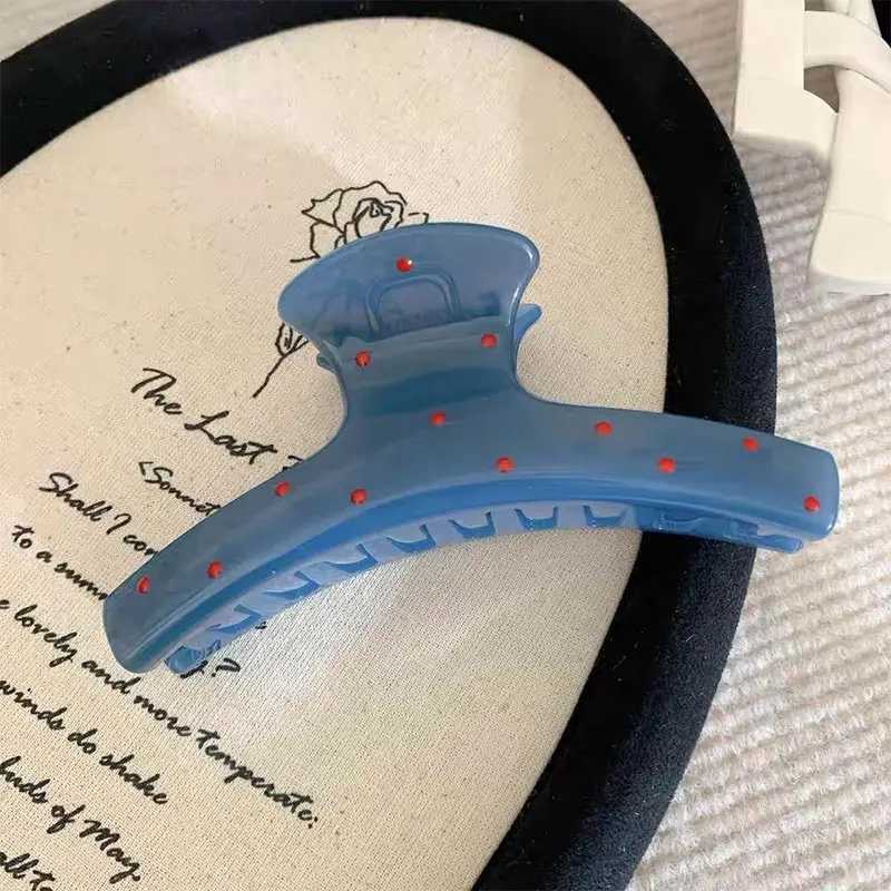 1/2 piece retro blue polka dot red bow hair clip shark claw clip hair clip bucket Korean womens hair clip Y2504012