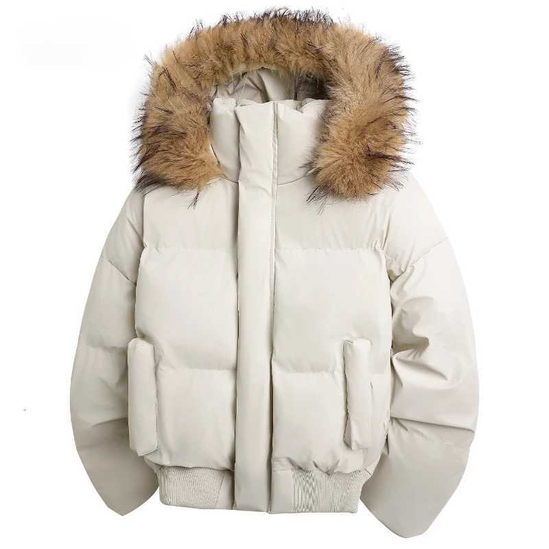 Fashion Man Parka Jacket Winter Fashion Fur Collar Warm Jacket Women Solid Color Casual Hooded Parka Coats Outwear American Couple 2025 Y251112