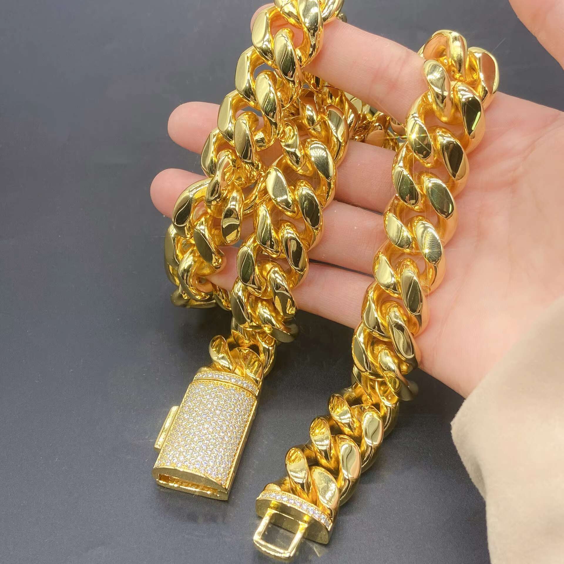 Fine Jewelry 925 Rose Gold Hip Hop Cuban Chain Moissanite Jewelry 925 Silver Necklace Chain Man Necklace for Men