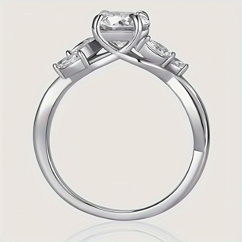 Willow Leaf Engagement Ring, 1.2ct D Color VVS1 Clarity Lab Made Wedding Sterg Sier Branch Moissanite Ring Women's Gift