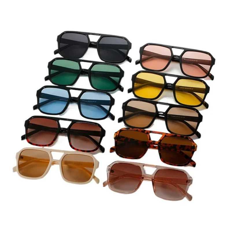 Square Big Frame Sunglasses for Men and Women Lightweight Frame Black Yellow Sun Glasses with UV ProtectionC250411