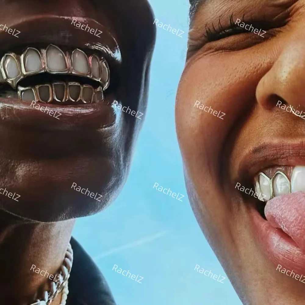Rachelz Fashion 6/6 Full Hollow Teeth Grill 14K Gold Plated Hat Decorative Bracket Fangs Mens and Womens Jewelry Teeth Grill W250412
