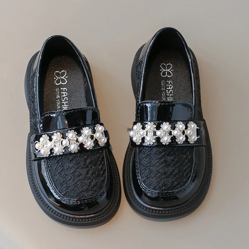 Girl Loafers Princess Lace Dress Girl Baby Shoes Oxford Apartment Childrens Church Uniform Moccasins Black Beige 250411