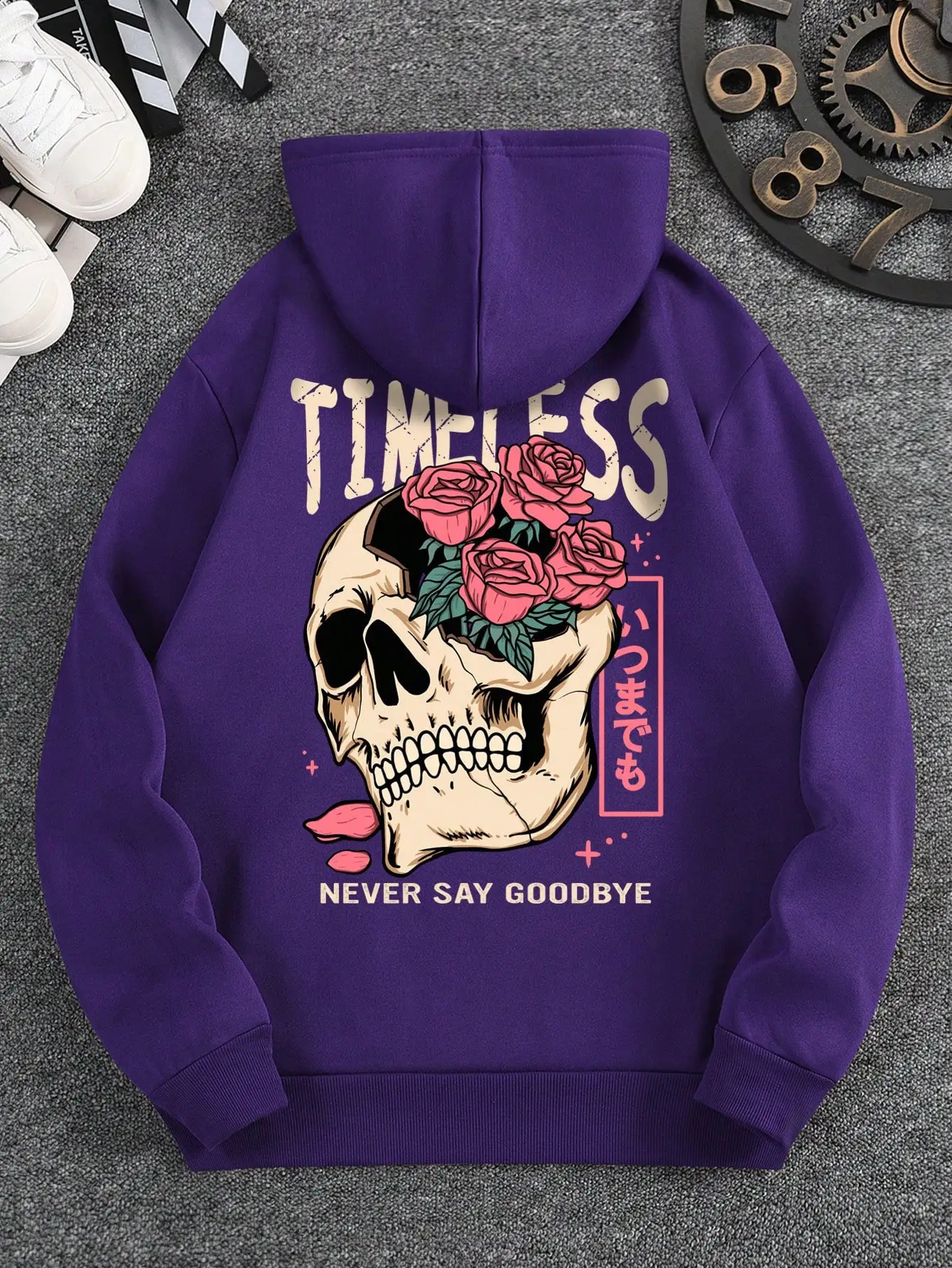 Mens Slogan and Skull Printed Hoodie Versatile Comfortable Daily Sweatshirt Spring/Summer Long Sleeve S-3XL 250411