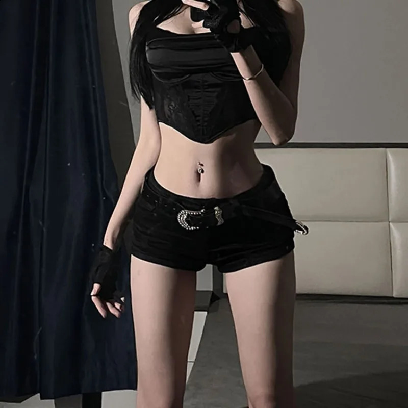 Denim Mini Shorts Women European Style Trendy Summer Temperament Trousers Button Sexy Sheath Night Club Slim Street 250409