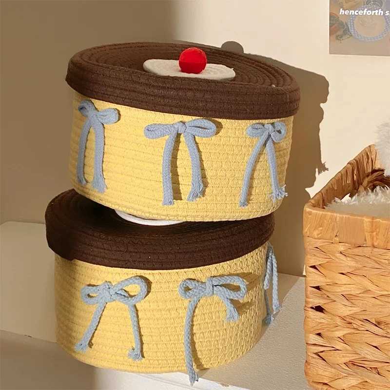 Storage Basket Hand Woven Toys Desktop Clutter Storage Box Cotton Rope Storage Basket He Decoration Y251112