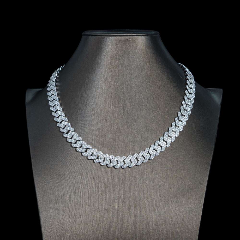 Qianjian Jewelry Cuban k Necklace Mossanite Sier Dia Wholesale Hip Hop Men VVS1 Moissanite 10mm 16-20in Chain