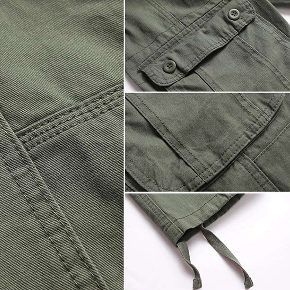 100% Cotton Tactical Cargo Men Multiple Pockets Solid Color Overalls Work Trousers Outdoor Hiking Climbing Pants Big Size