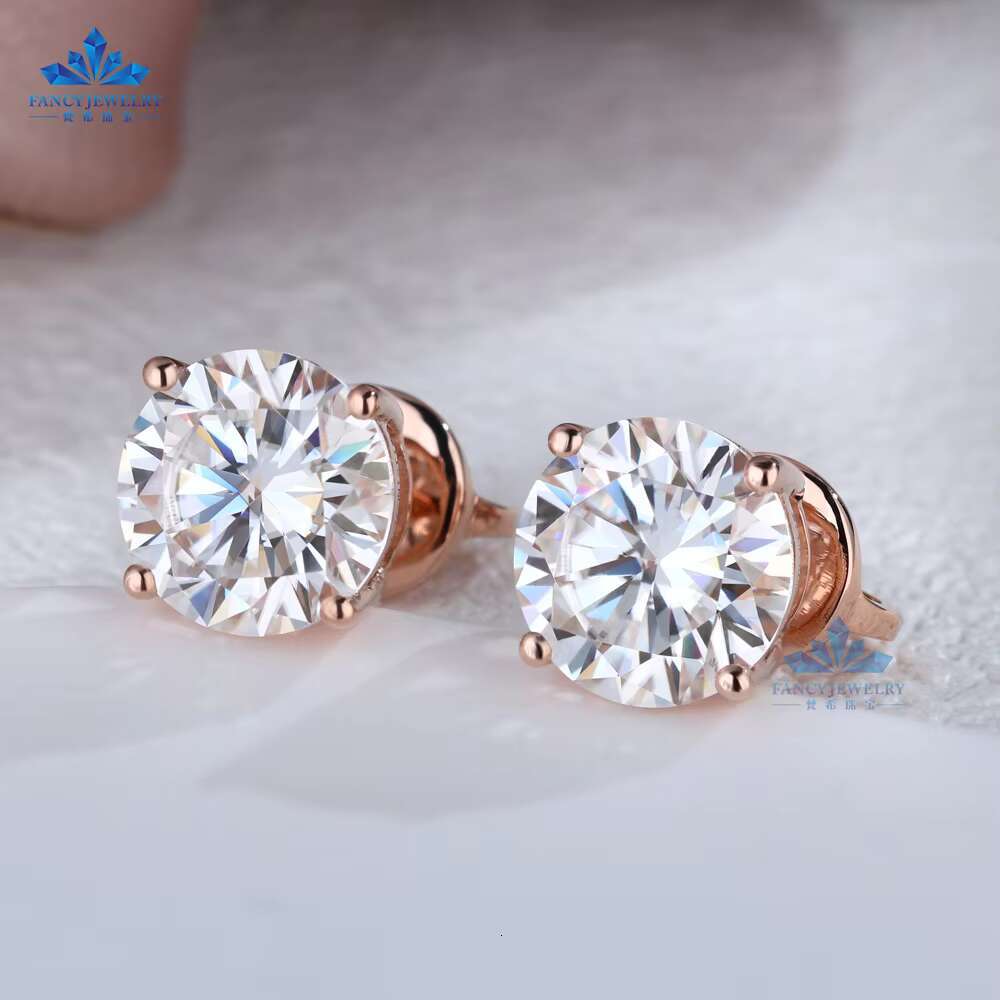 0.5ct-2ct D Color Brilliant Round Cut Lab Created Diamond Earrings 14K 18K Rose Gold CVD HPHT Stud Earrings for Men Women